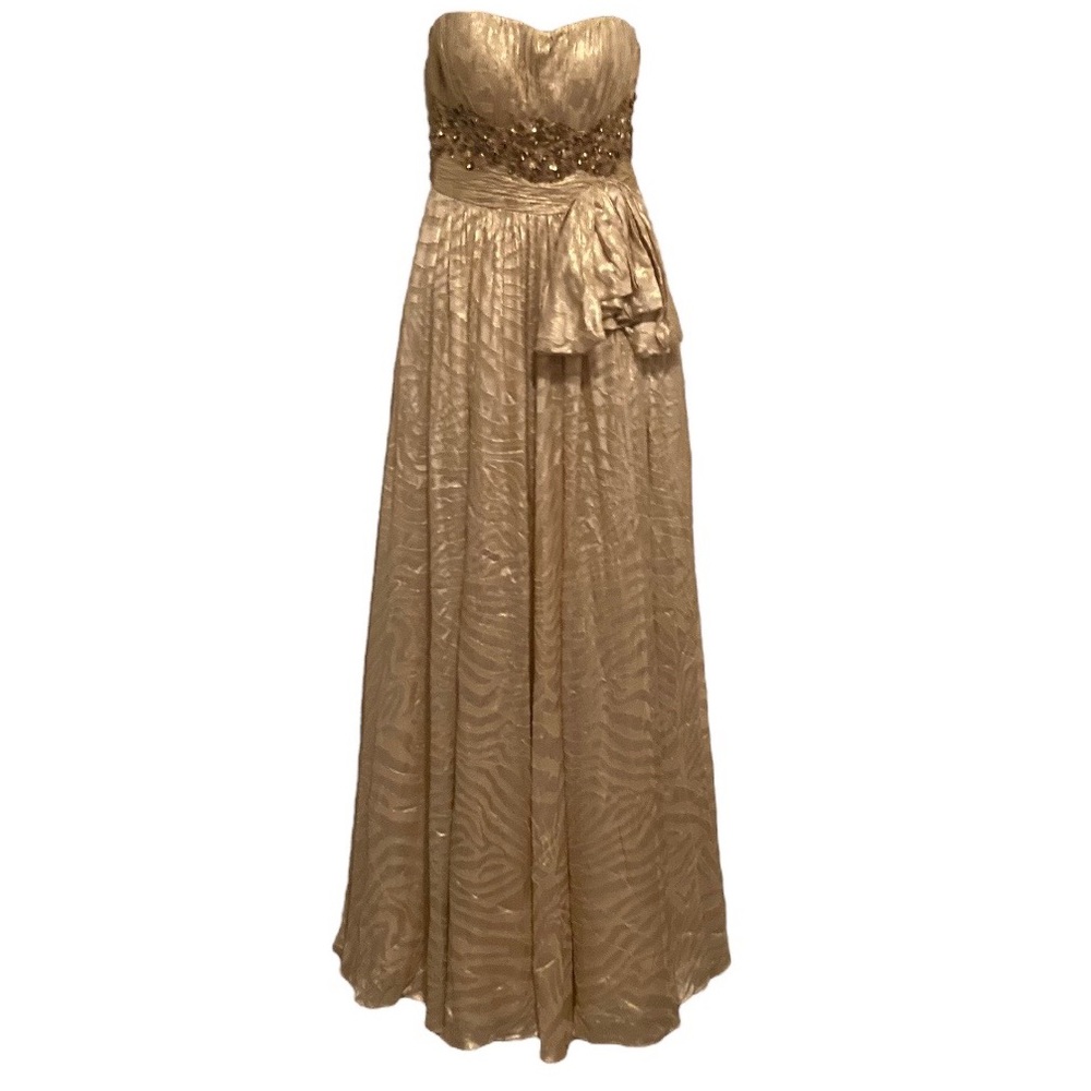 Sherri Hill Strapless Gold Sequin Waist Gown Size 4